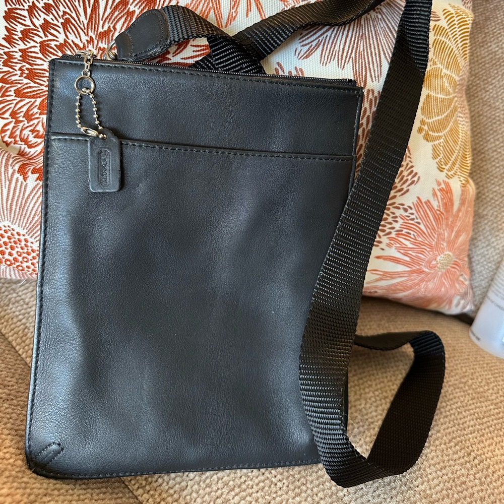 Black Leather Coach crossbody bag